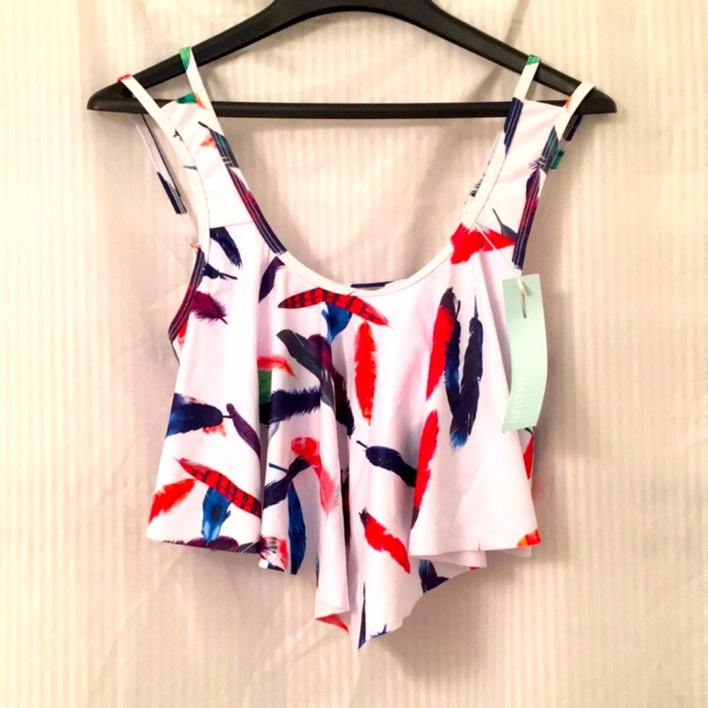 NWT DressFo bikini top feather pattern